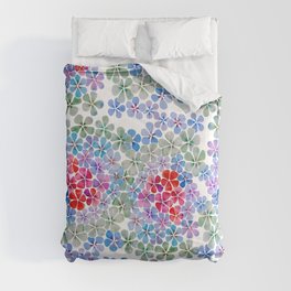 bali watercolor flowers on white background  Comforter