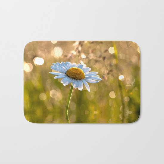 Floral Daisy Flower Flowers in a meadow after rain on #Society6 Bath Mat