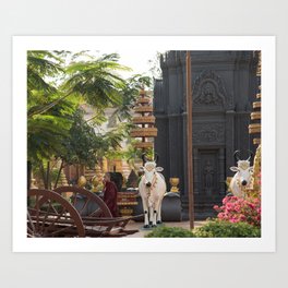 Buddhist Temple with Monk - Siem Reap, Cambodia Art Print