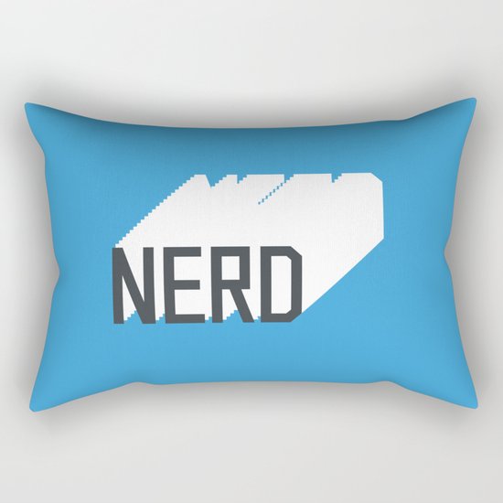 Retro Nerd Blue Rectangular Pillow