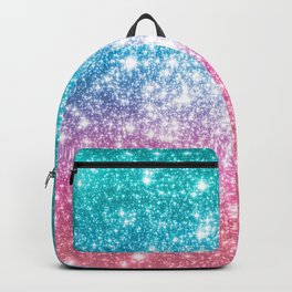 Galaxy Sparkle Stars Teal Turquoise Blue Lavender Pink Backpack