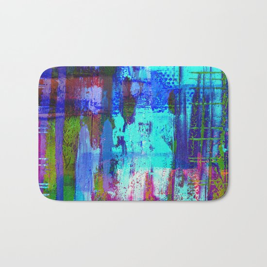 Electric Abstract - Textured, painting Bath Mat
