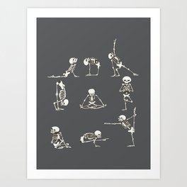 Skeleton Yoga_Gray Art Print