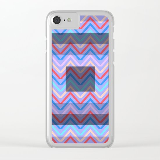 Chevron in shades of blue Clear iPhone Case