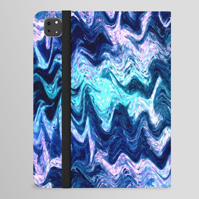 Mystical Cyan and Pink Waves Abstract iPad Folio Case