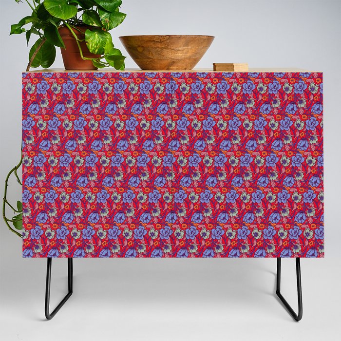 Red and blue Credenza