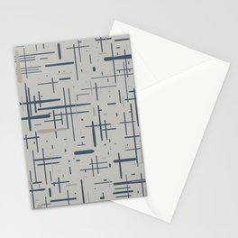 Mid-Century Modern Kinetikos Pattern in Light Neutral Blue Gray Tones  Stationery Card