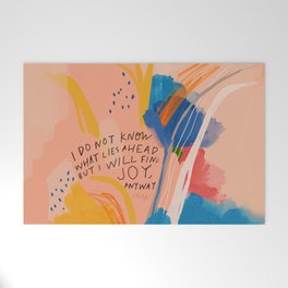 Find Joy. The Abstract Colorful Florals Welcome Mat