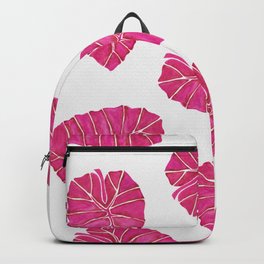 Giant Jungle Leaves - Dark Pink Backpack | Pattern, Darkpink, Leaves, Forest, Foliage, Plants, Giant, Sarahheal, Elephantearsleaves, Giantleaves 