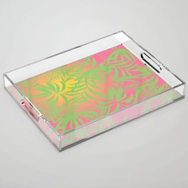 Tropical leaves in gradient background Acrylic Tray