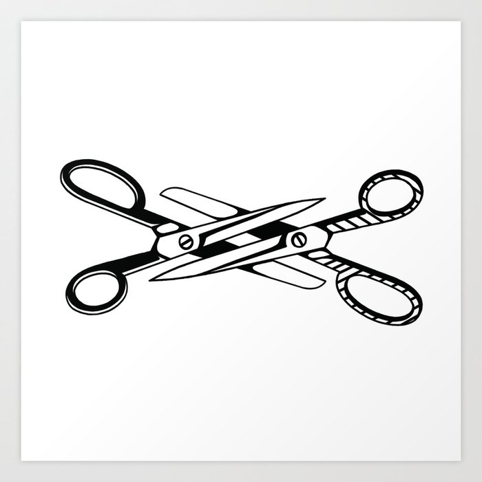 Scissoring Scissors Sticker Art Print by Losingshape