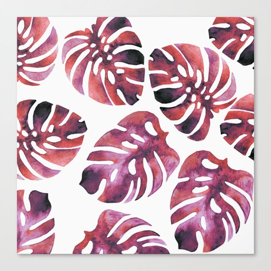 Monstera Red Canvas Print