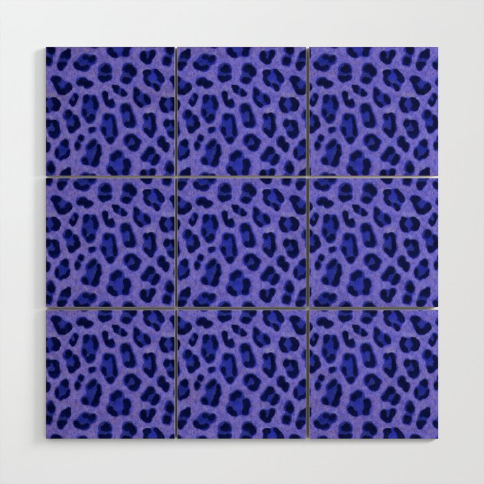 Lavender Blue Leopard Animal Print Skin Pattern Wood Wall Art