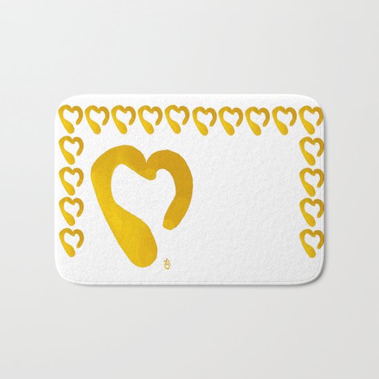 Gold Hearts on White - Love is Golden Bath Mat