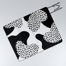 Polka Dot Blobs (Black/White/Dalmatian) Picnic Blanket