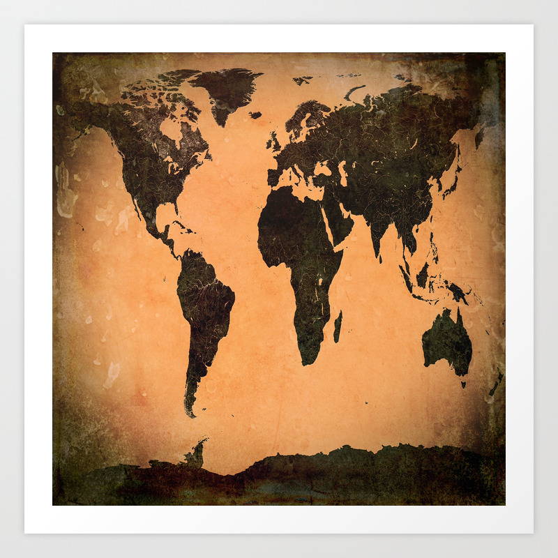 Grungy Abstract World Map Art Print By Boborsillo Society6