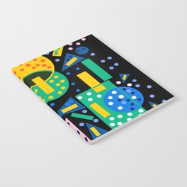 Black Abstract Pattern Terrazzo with dots and geometric shapes Notebook