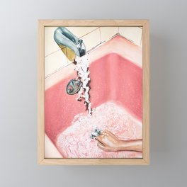 Evening Plans | Vintage Pink Bathroom | Retro Watercolor Framed Mini Art Print