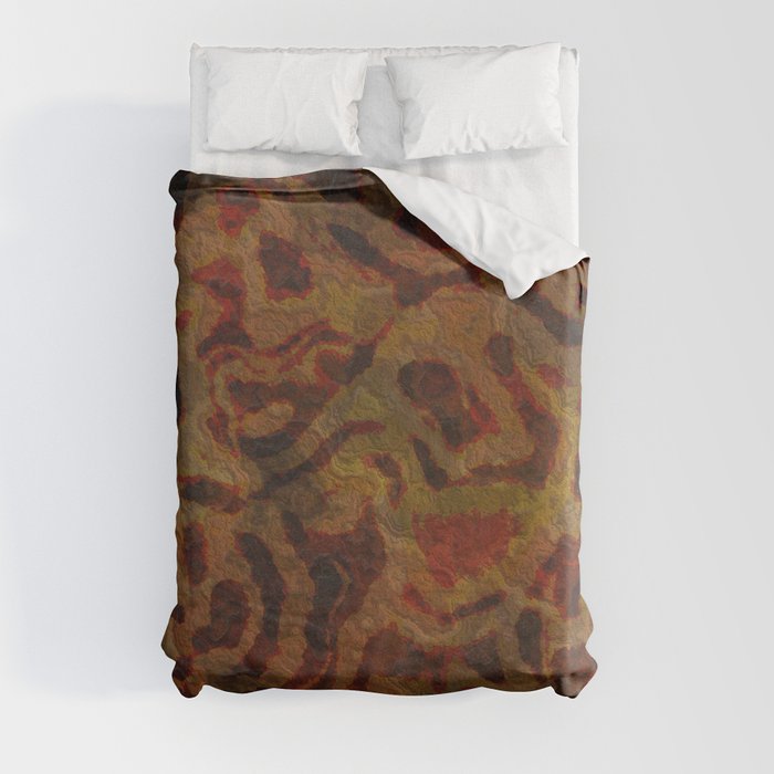 Red Brown Shapes Duvet Cover