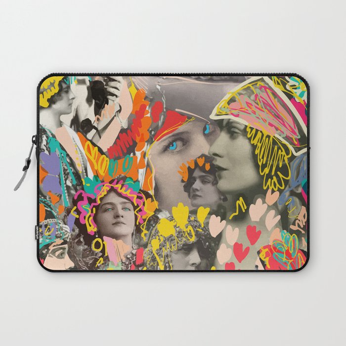 Vintage Ladies Early Century Pop Art Graffiti Collage by Emmanuel Signorino Laptop Sleeve