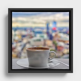 Great Britain Photography - Coffee By The Outstanding City View Framed Canvas