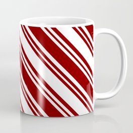 [ Thumbnail: White & Maroon Colored Lined/Striped Pattern Coffee Mug ]
