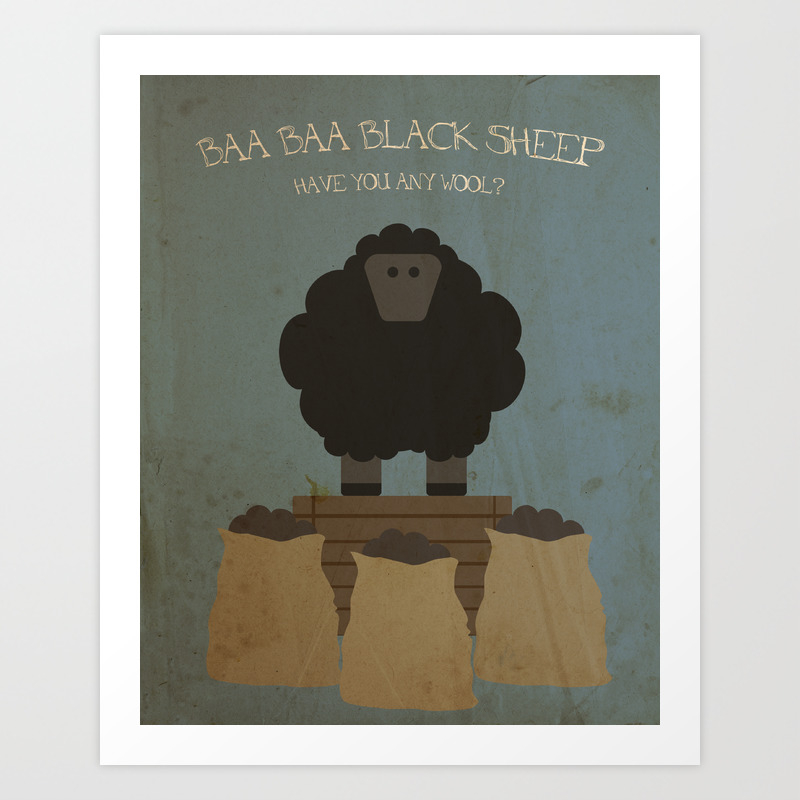 Baa Baa Black Sheep Print Home Wall Art Nursery Poster
