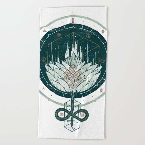 White Dahlia Beach Towel