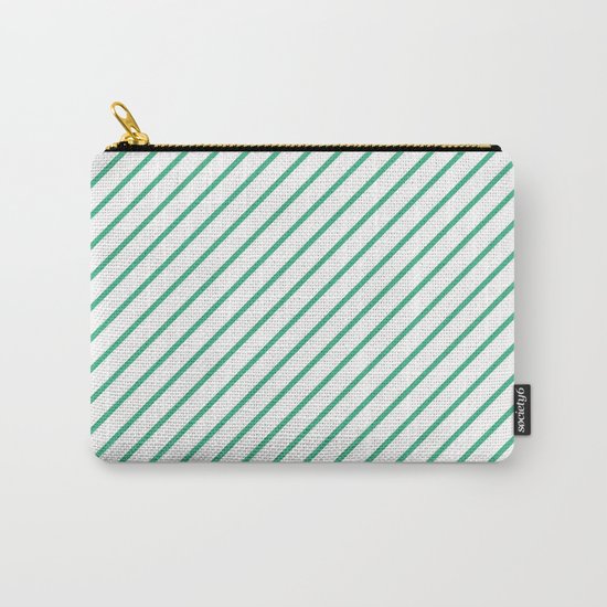 Diagonal Lines (Mint/White) Carry-All Pouch