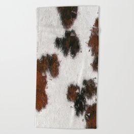 Bohemian Rust Cowhide Patch of Fur Painted with Brushstrokes Beach Towel