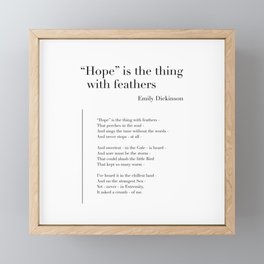 Hope is the thing with feathers by Emily Dickinson Framed Mini Art Print