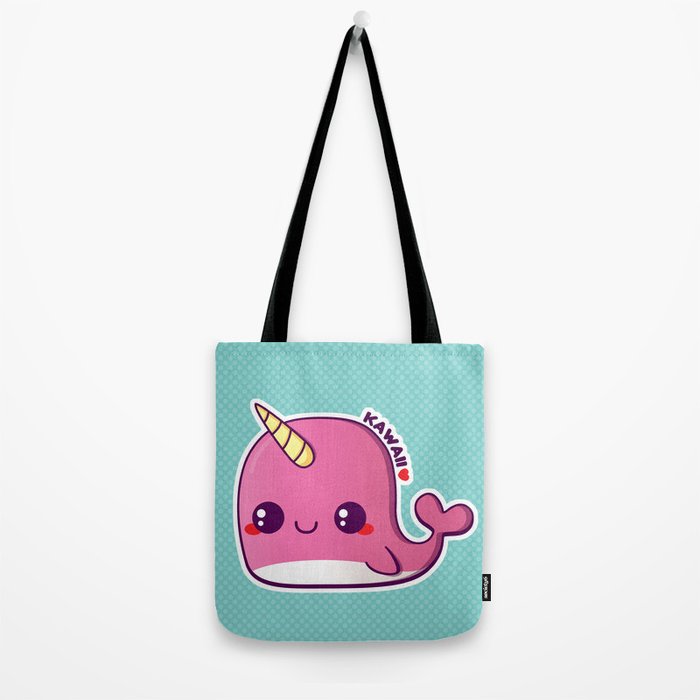 Kawaii Pink Narwhal Tote Bag Kawaii Pink Narwhal Tote Bag