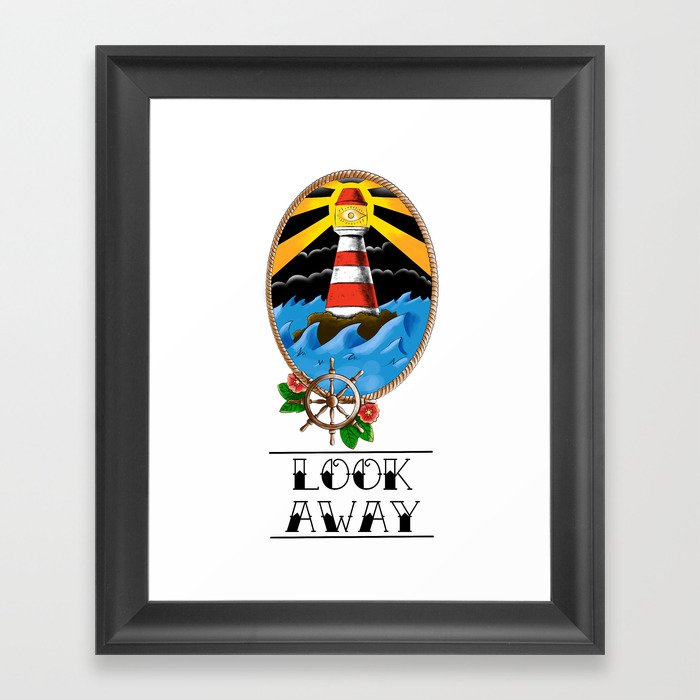 lighthouse old school Framed Art Print