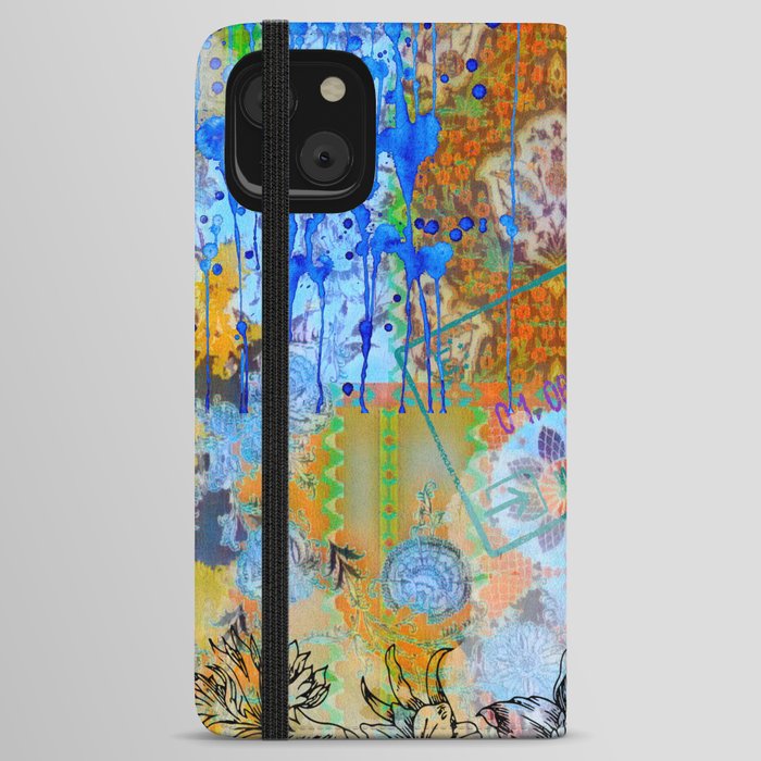 Sunflower and Bee Collage  iPhone Wallet Case