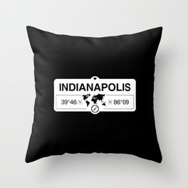 Indianapolis Indiana Map GPS Coordinates Artwork with Compass Throw Pillow | Graphicdesign, Latitudelongitude, Typography, Citysigns, Indianapolismapgps, Citywallart, Coordinatesart, Favoritecity, Capitalcity, Loveyourcity 