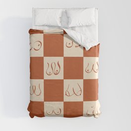 Terracotta Check Boobies Duvet Cover