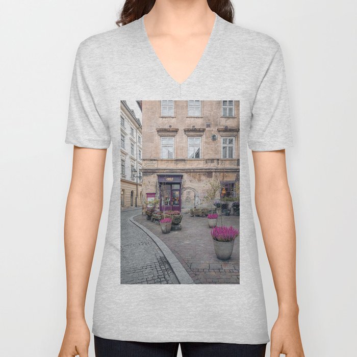 Architectural Old Town Krakow Poland  V Neck T Shirt