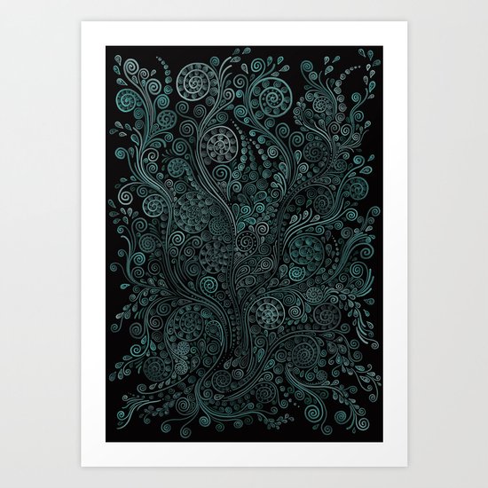 Teal ornaments Art Print