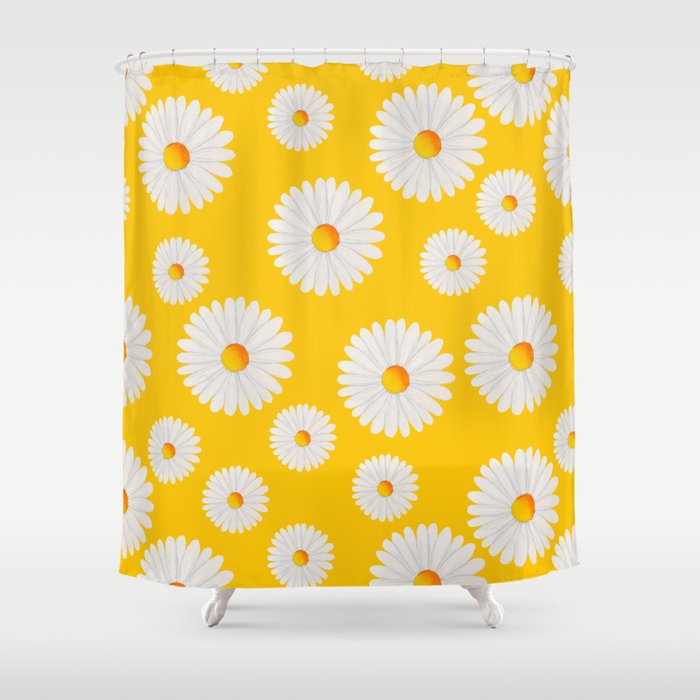 Yellow Daisy Repeat Shower Curtain