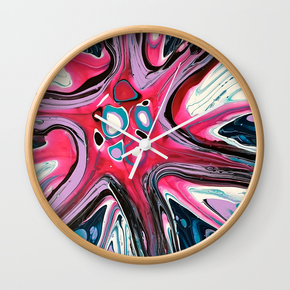 Ker Pow An Abstract Fluid Artwork By Sharon Perry Wall Clock By