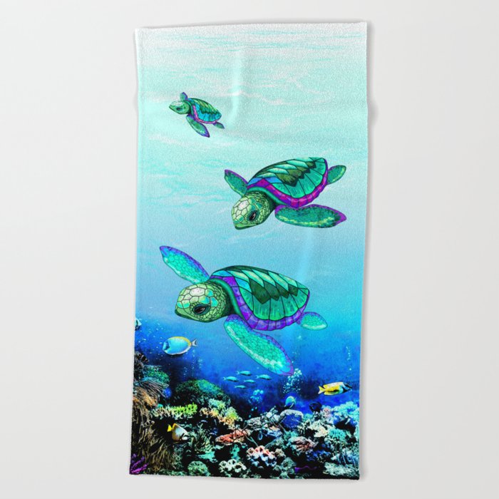Sea Turtles Dance Beach Towel