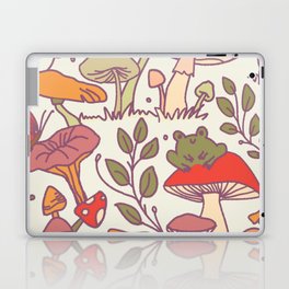 Mushroom and cute frog wild cottage core foraging vintage aesthetic pattern Laptop Skin