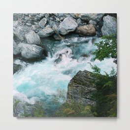 New Zealand Photography - Beautiful River Going Through The Nature Metal Print