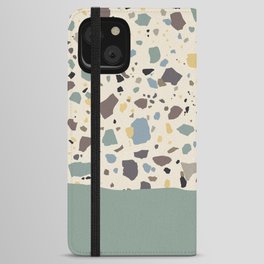 Retro Terrazzo Marble Dipped in Teal iPhone Wallet Case