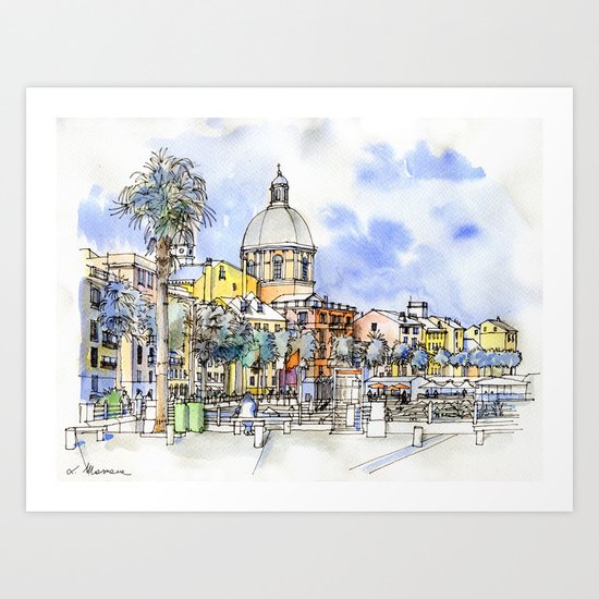 Genova Pegli, lungomare Art Print