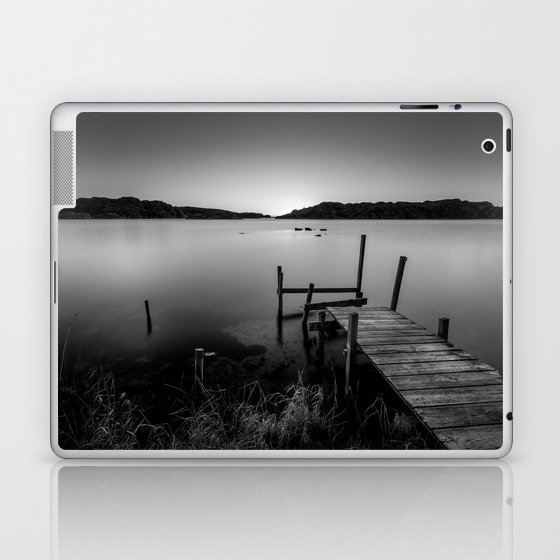 Old Pier After Sunset in Black & White Laptop & iPad Skin