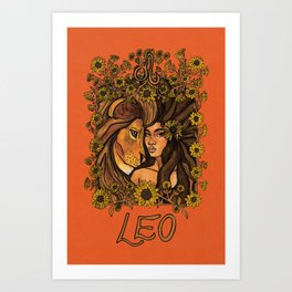 Leo: Art Nouveau Zodiac Art Print
