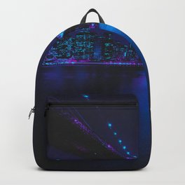 Future Skyline Cyberpunk City Backpack | Japan, Cyberpunk, Neon, Glitch, Retro, Vintage, Vhs, Scifi, Skyline, Graphicdesign 