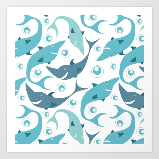 Sharks Art Print