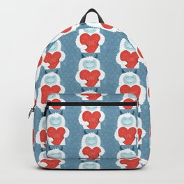 Yeti Love Monster Backpack | Sweet, Snow, Drawing, Heart, Monster, Cute, Illustration, Blue, Abmoninable, Valentine 